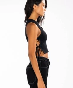 PAXTON RAY MOCK NECK TOP -akira shop paxton ray mock neck top black 4 4