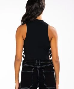 PAXTON RAY MOCK NECK TOP -akira shop paxton ray mock neck top black 5 5