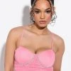 PERSEPHONE CROPPED MESH RHINESTONE TRIM TANK -akira shop persephone cropped mesh rhinestone trim tank pink 1 1