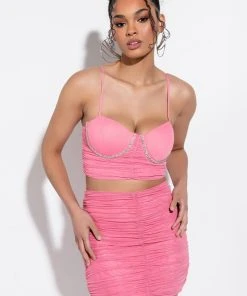 PERSEPHONE CROPPED MESH RHINESTONE TRIM TANK -akira shop persephone cropped mesh rhinestone trim tank pink 2 2