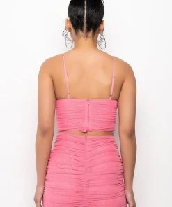 PERSEPHONE CROPPED MESH RHINESTONE TRIM TANK -akira shop persephone cropped mesh rhinestone trim tank pink 6 6