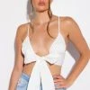 PICNIC IN THE PARK WOVEN TIE FRONT POPLIN BRALETTE -akira shop picnic in the park woven tie front poplin bralette white 1 1