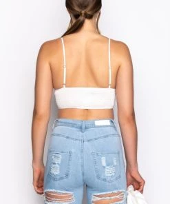 PICNIC IN THE PARK WOVEN TIE FRONT POPLIN BRALETTE -akira shop picnic in the park woven tie front poplin bralette white 7 7