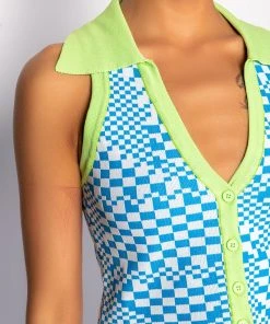 PLAY IT AGAIN CROPPED COLLARED TOP -akira shop play it again cropped collared top green multi 10 10