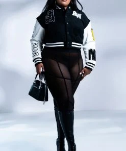 PLUS AZALEA WANG RUELA VARSITY JACKET -akira shop plus azalea wang keep it classic patch varsity jacket black white 3 3 c1