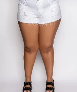 PLUS BELLA VITA DISTRESSED DENIM SHORT -akira shop plus bella vita distressed denim short white denim 4 4