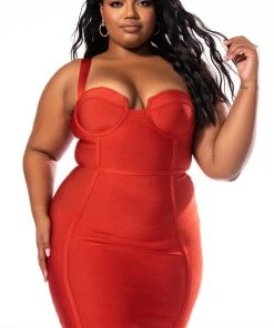 PLUS CHARLOTTE BANDAGE SWEETHEART NECK TANK DRESS