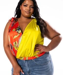 PLUS LAYOVER LUXE BOW DETAIL SLEEVELESS BLOUSE