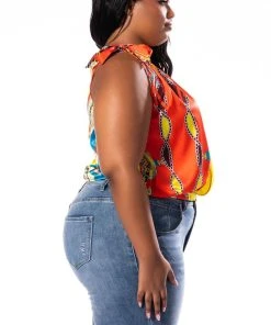 PLUS LAYOVER LUXE BOW DETAIL SLEEVELESS BLOUSE -akira shop plus layover luxe bow detail sleeveless blouse yellow multi 5 5