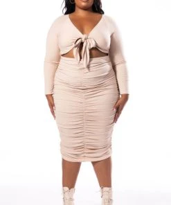 PLUS WHAT YOU WANT LONG SLEEVE MIDI DRESS -akira shop plus what you want long sleeve midi dress light brown 3 3