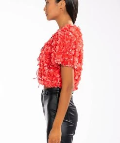 POISON PARADISE SHORT SLEEVE TIE FRONT TOP -akira shop poison paradise short sleeve tie front top pink 4 4