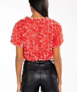 POISON PARADISE SHORT SLEEVE TIE FRONT TOP -akira shop poison paradise short sleeve tie front top pink 5 5