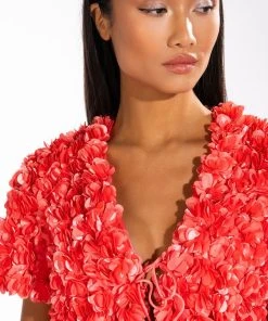 POISON PARADISE SHORT SLEEVE TIE FRONT TOP -akira shop poison paradise short sleeve tie front top pink 6 6