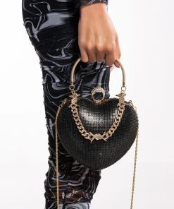 PROTECTED HEART BLACK PURSE -akira shop protected heart black purse black 1 1