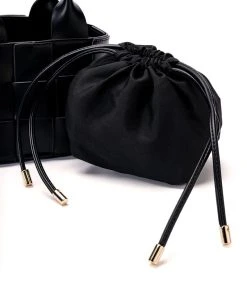 WINE NIGHT WOVEN PU BAG IN BLACK 9 WINE NIGHT WOVEN PU BAG IN BLACK -akira shop pu black bag black 5 5
