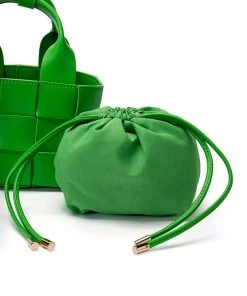 WINE NIGHT WOVEN PU BAG IN GREEN -akira shop pu green bag green 5 5