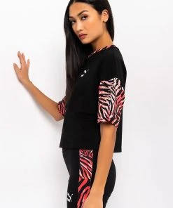 PUMA ZEBRA SLEEVE BOYFRIEND CROP TEE -akira shop puma zebra sleeve boyfriend crop tee black multi 2c2