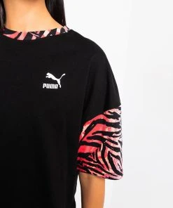 PUMA ZEBRA SLEEVE BOYFRIEND CROP TEE -akira shop puma zebra sleeve boyfriend crop tee black multi 4c1