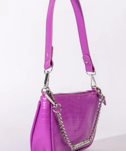 PURPLE LAGOON CROC PURSE -akira shop puple lagoon croc purese purple 3 3 c1