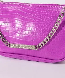 PURPLE LAGOON CROC PURSE -akira shop puple lagoon croc purese purple 4 4