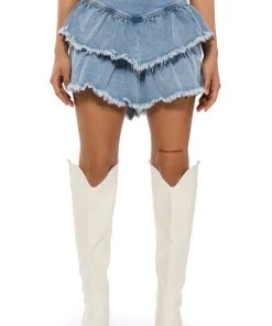 QUE BAILES CON MIGO DENIM LAYERED MINI SKIRT