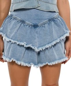 QUE BAILES CON MIGO DENIM LAYERED MINI SKIRT 13 QUE BAILES CON MIGO DENIM LAYERED MINI SKIRT -akira shop que bailes con migo denim layered mini skirt light blue denim 3 3