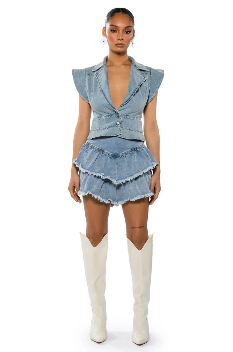 QUE BAILES CON MIGO DENIM LAYERED MINI SKIRT 6 QUE BAILES CON MIGO DENIM LAYERED MINI SKIRT - Image 4