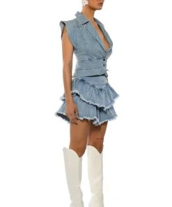 QUE BAILES CON MIGO DENIM LAYERED MINI SKIRT 15 QUE BAILES CON MIGO DENIM LAYERED MINI SKIRT -akira shop que bailes con migo denim layered mini skirt light blue denim 5 5