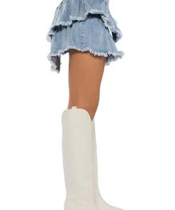 QUE BAILES CON MIGO DENIM LAYERED MINI SKIRT 17 QUE BAILES CON MIGO DENIM LAYERED MINI SKIRT -akira shop que bailes con migo denim layered mini skirt light blue denim 7 7