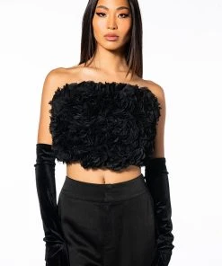 QUEEN OF SPADES BOW DETAIL TUBE BLOUSE -akira shop queen of spades bow detail tube blouse black 4 4