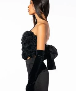 QUEEN OF SPADES BOW DETAIL TUBE BLOUSE -akira shop queen of spades bow detail tube blouse black 5 5