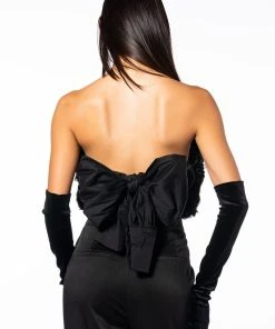 QUEEN OF SPADES BOW DETAIL TUBE BLOUSE -akira shop queen of spades bow detail tube blouse black 6 6