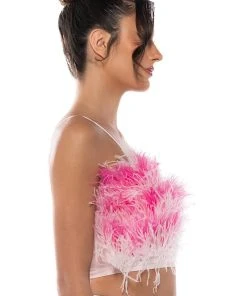 REAL OSTRICH FEATHER TOP IN PINK MULTI 11 REAL OSTRICH FEATHER TOP IN PINK MULTI -akira shop real ostrich feather top in pink multi pink multi 4 4