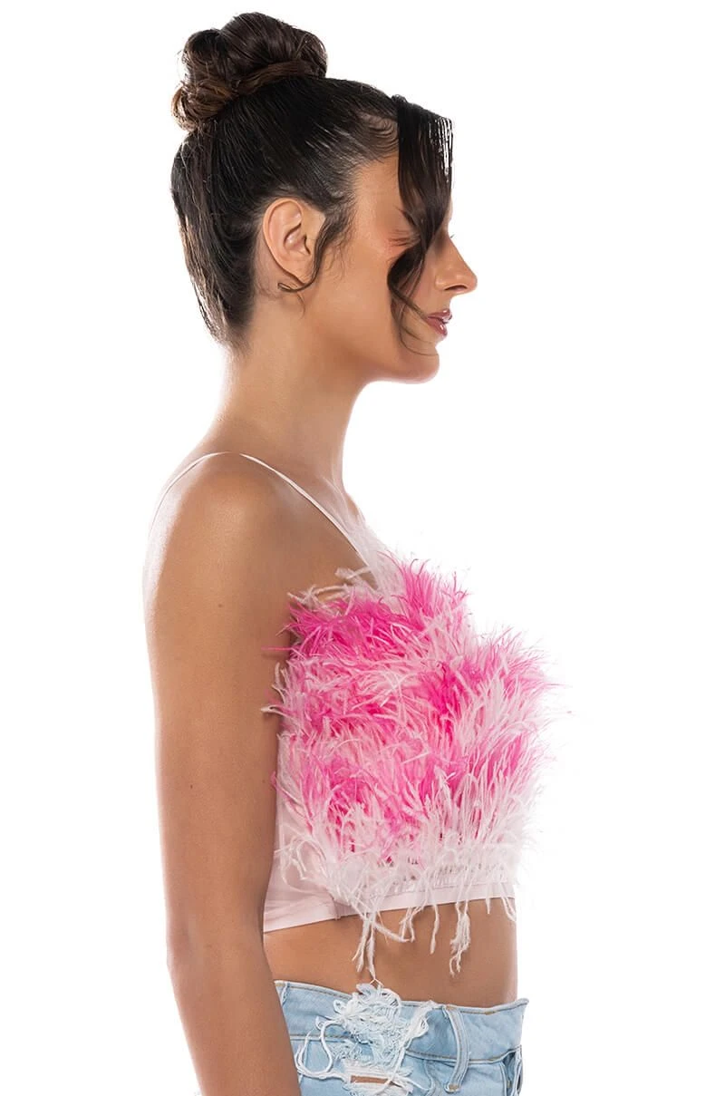 REAL OSTRICH FEATHER TOP IN PINK MULTI 6 REAL OSTRICH FEATHER TOP IN PINK MULTI - Image 4