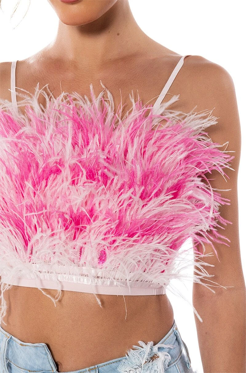 REAL OSTRICH FEATHER TOP IN PINK MULTI 8 REAL OSTRICH FEATHER TOP IN PINK MULTI - Image 6