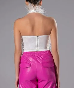 REAL OSTRICH FEATHER TOP IN WHITE -akira shop real ostrich feather top in white white 6 6