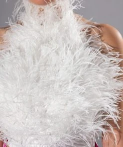 REAL OSTRICH FEATHER TOP IN WHITE -akira shop real ostrich feather top in white white 7 7