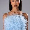 REAL OSTRICH FEATHER TOP IN LIGHT BLUE -akira shop real ostrich feather top light blue 1 1