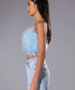 REAL OSTRICH FEATHER TOP IN LIGHT BLUE 10 REAL OSTRICH FEATHER TOP IN LIGHT BLUE -akira shop real ostrich feather top light blue 3 3