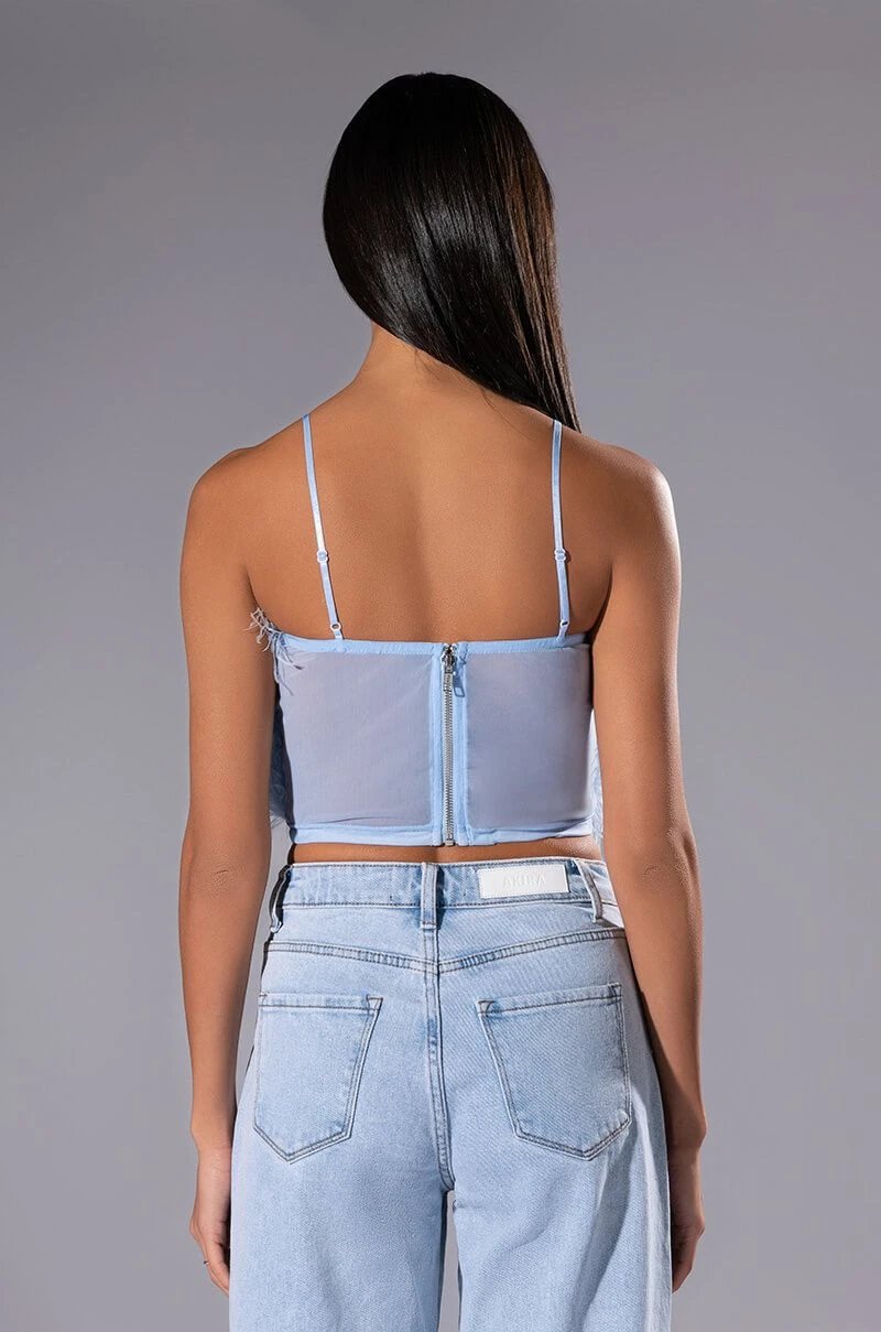 REAL OSTRICH FEATHER TOP IN LIGHT BLUE 6 REAL OSTRICH FEATHER TOP IN LIGHT BLUE - Image 4