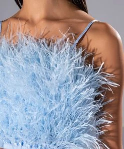 REAL OSTRICH FEATHER TOP IN LIGHT BLUE 12 REAL OSTRICH FEATHER TOP IN LIGHT BLUE -akira shop real ostrich feather top light blue 5 5