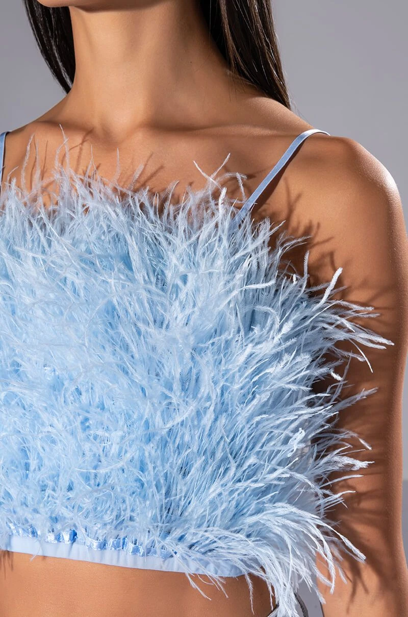 REAL OSTRICH FEATHER TOP IN LIGHT BLUE 7 REAL OSTRICH FEATHER TOP IN LIGHT BLUE - Image 5