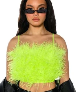 REAL OSTRICH FEATHER TOP IN LIME