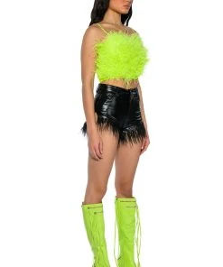 REAL OSTRICH FEATHER TOP IN LIME -akira shop real ostrich feather top lime 4 4