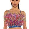 REAL OSTRICH FEATHER TOP IN MULTI -akira shop real ostrich feather top multi 1 1