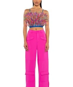 REAL OSTRICH FEATHER TOP IN MULTI -akira shop real ostrich feather top multi 3 3