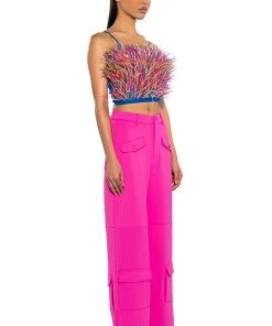 REAL OSTRICH FEATHER TOP IN MULTI -akira shop real ostrich feather top multi 4 4