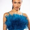 REAL OSTRICH FEATHERS CROP MESH BANDEAU