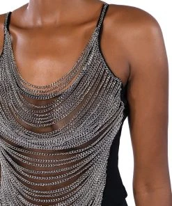 REBEL HEART CHAINED SLEEVELESS TOP -akira shop rebel heart chained sleeveless top silver 8 8