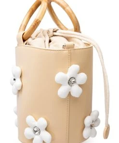 REGAL FLORAL DETAIL BUCKET BAG -akira shop regal floral detail bucket bag tan 5 5 c1